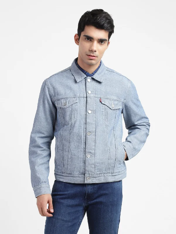 Urban Sweaters Men's Solid Spread Collar Denim Jacket