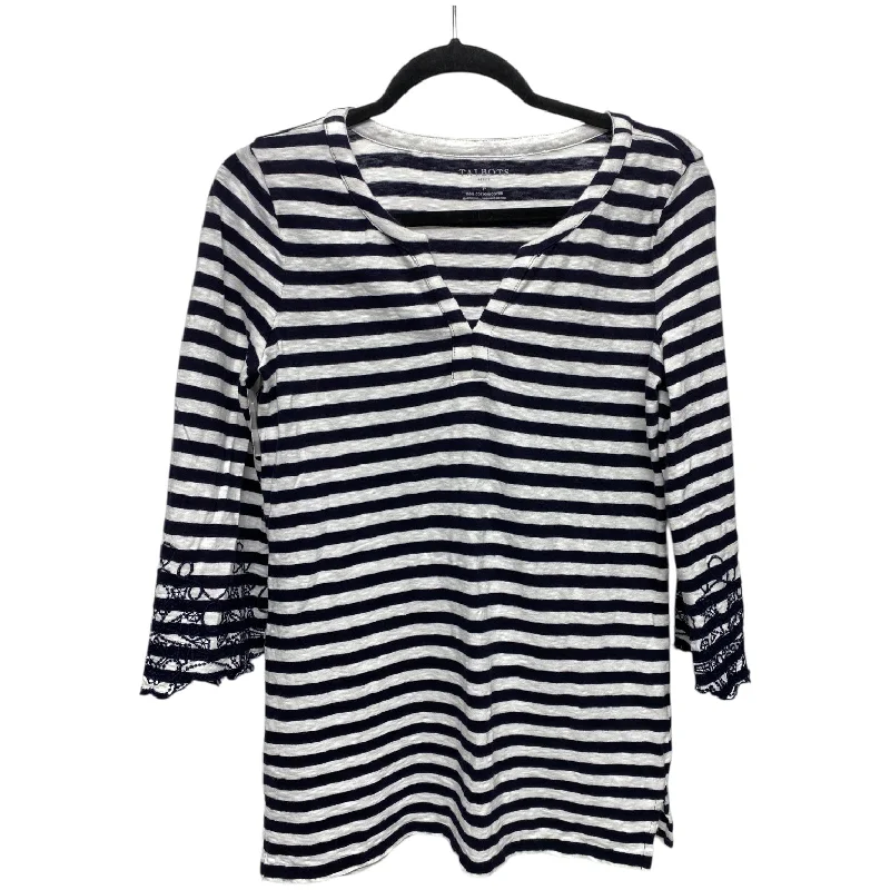 Smart Jeans Top 3/4 Sleeve By Talbots In Striped Pattern, Size: Sp