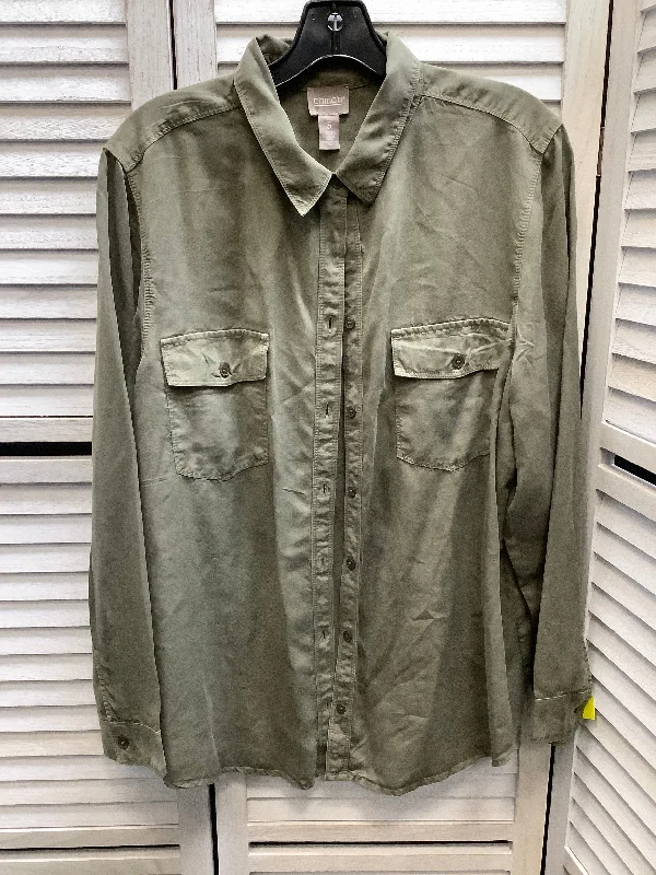 Modern Hoodies Top Long Sleeve By Chicos In Green, Size: Xl