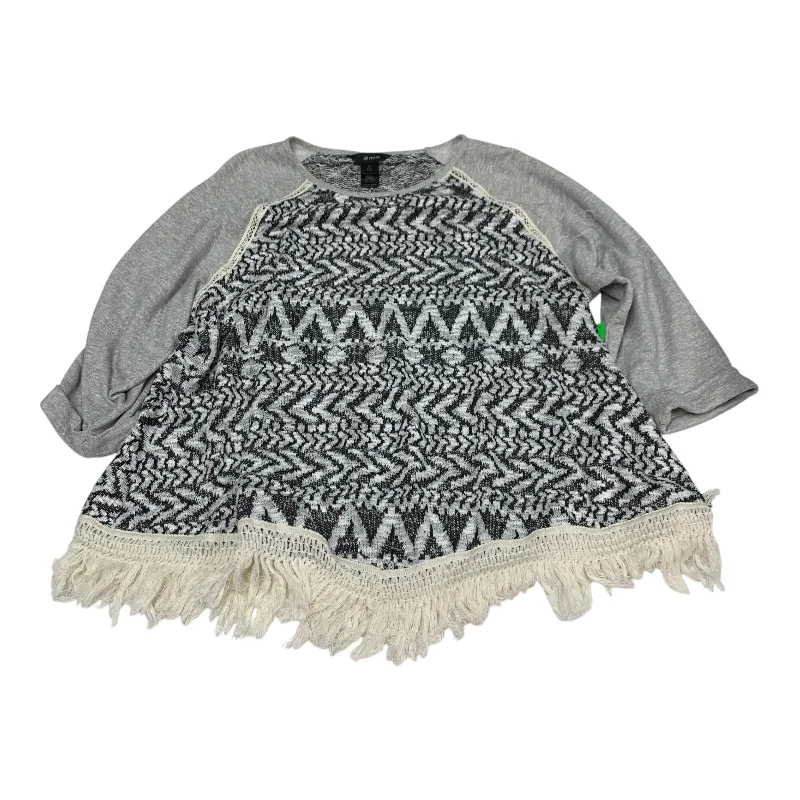 Smart Sweaters Top 3/4 Sleeve By Ali Miles In Grey, Size: 2x