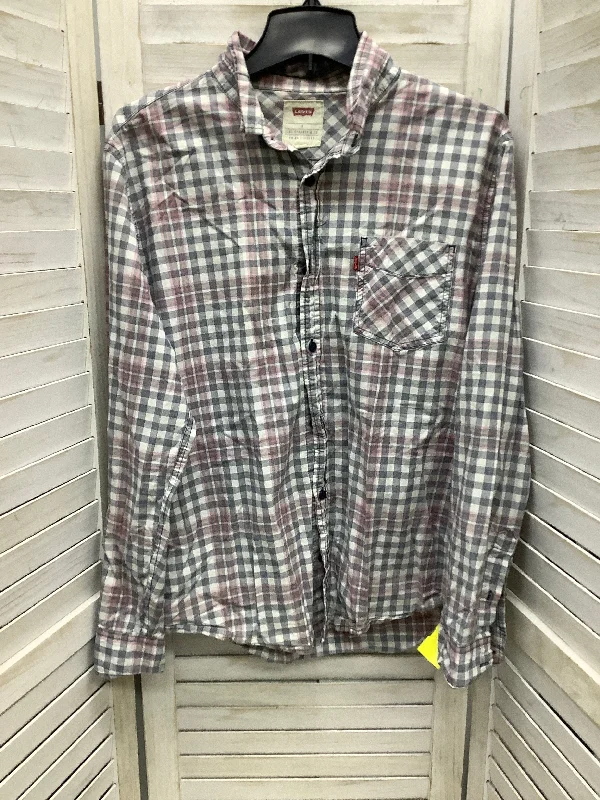 Smart Outerwear Top Long Sleeve Basic By Levis In Plaid Pattern, Size: L