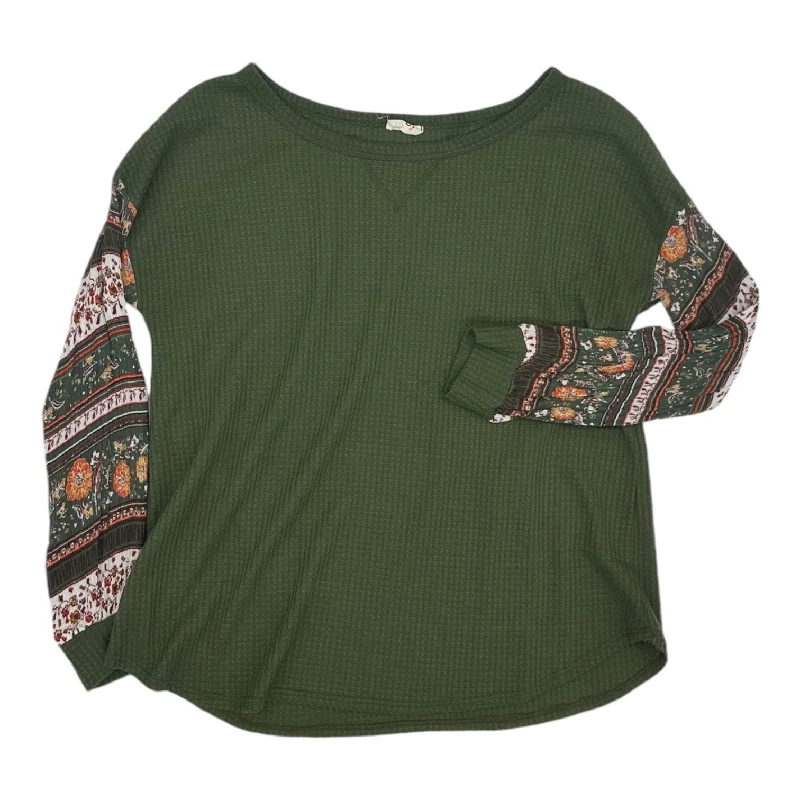 Fashionable Tops Top Ls By Bibi In Green, Size:M