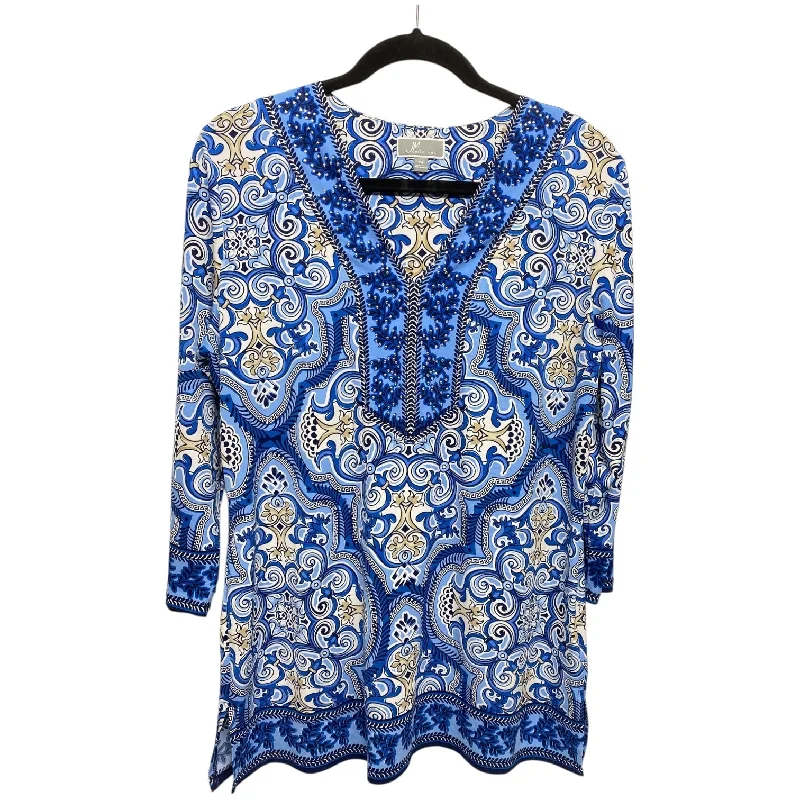 Relaxed Bottoms Top 3/4 Sleeve By Jm Collections In Blue, Size: M