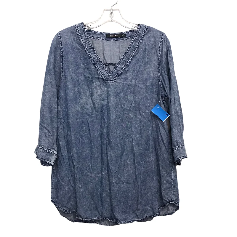 Premium Outerwear Top Ls By Doe & Rae In Blue Denim, Size:S