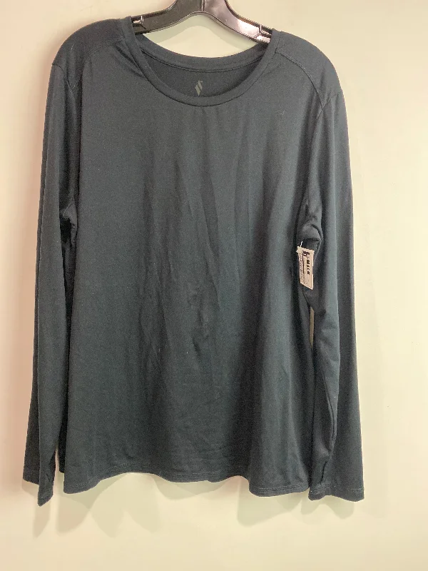 Stylish Jeans Athletic Top Long Sleeve Crewneck By Skechers In Black, Size: 2x