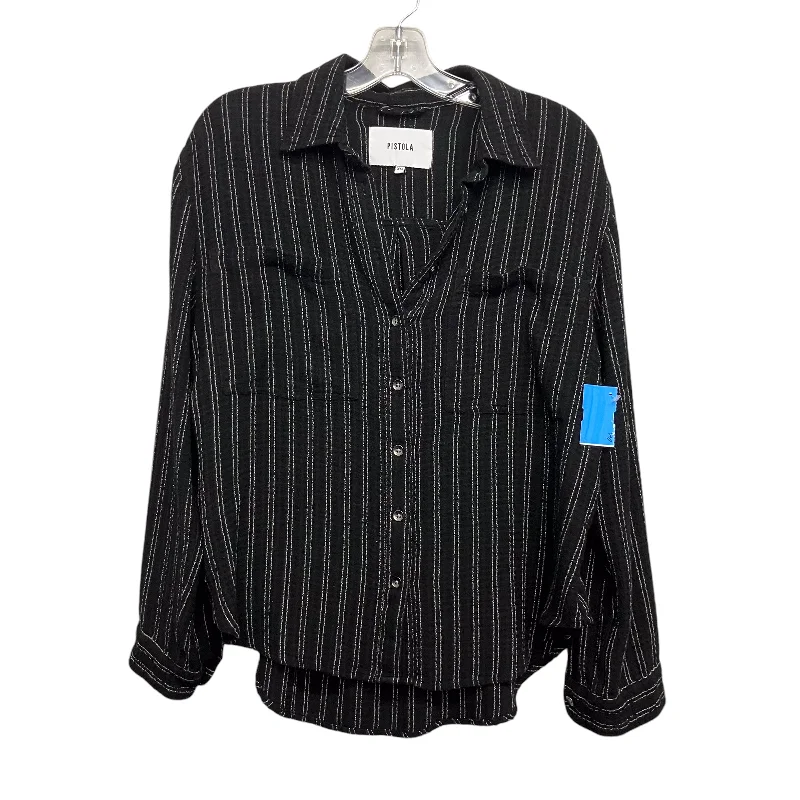 Casual Layers Top Ls By Pistola In Black & White, Size:Xs