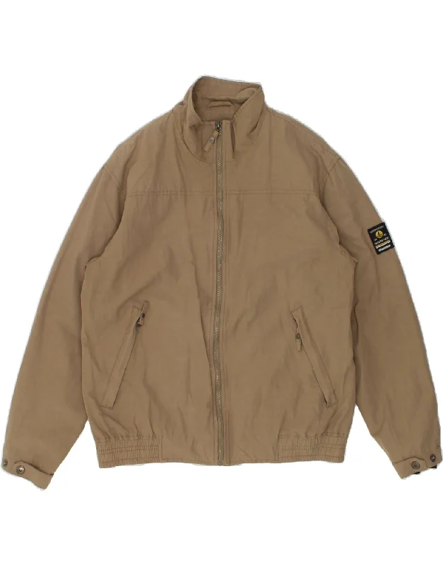 Fashion Sweaters NAVIGARE Mens Bomber Jacket UK 38 Medium Brown Cotton