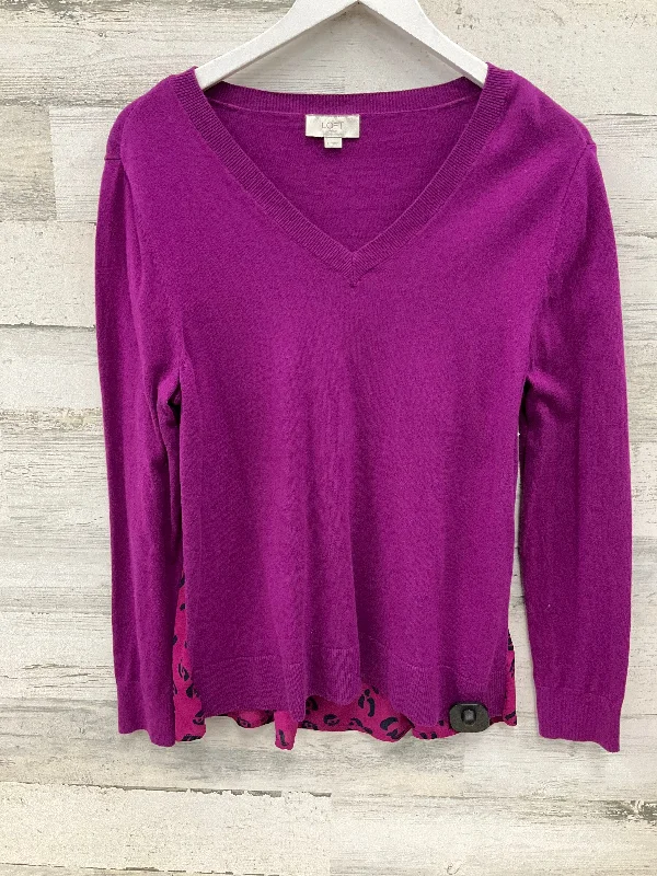 Practical Jackets Top Long Sleeve By Loft In Purple, Size: L