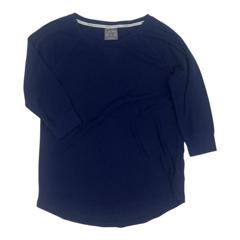 Classic Accessories Top 3/4 Sleeve By Calvin Klein Performance In Navy, Size:L