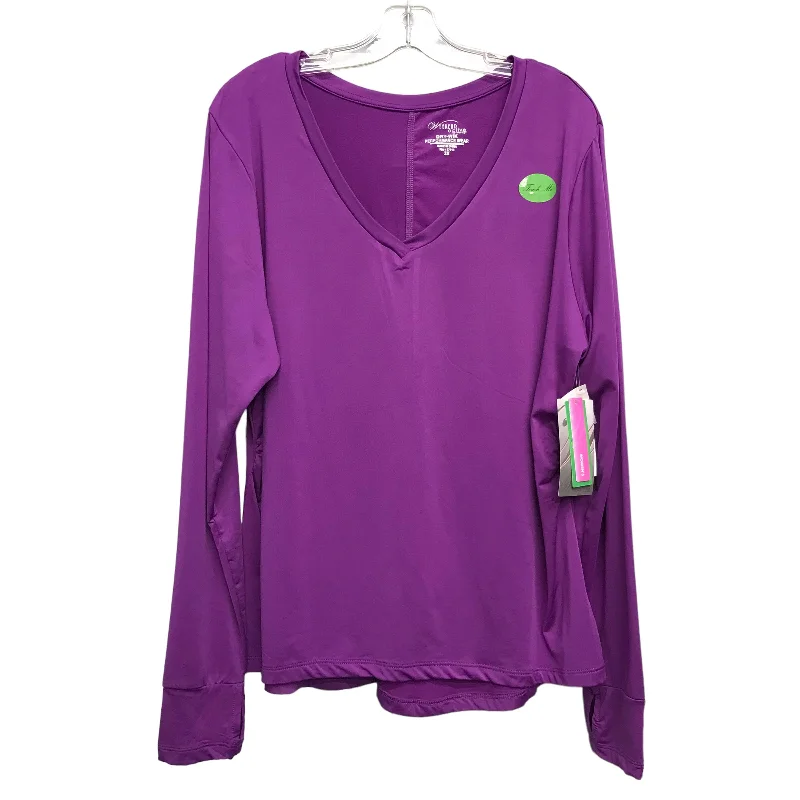 Casual Layers Athletic Top Ls Crewneck By Marika In Purple, Size:2X