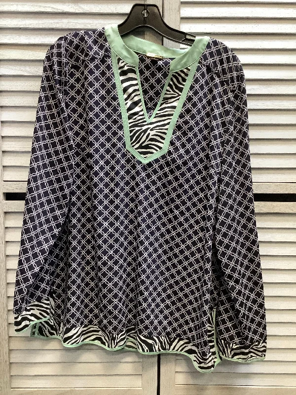 Sleek Shirts Top Long Sleeve By Dana Buchman In Navy, Size: 16