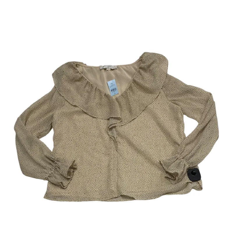 Bold Tops Top Long Sleeve By Loft In Polkadot Pattern, Size: Mp