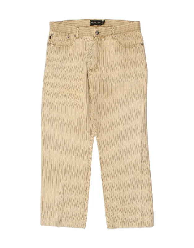 Smart Hoodies MARLBORO CLASSICS Mens Straight Casual Trousers W36 L29 Beige Striped