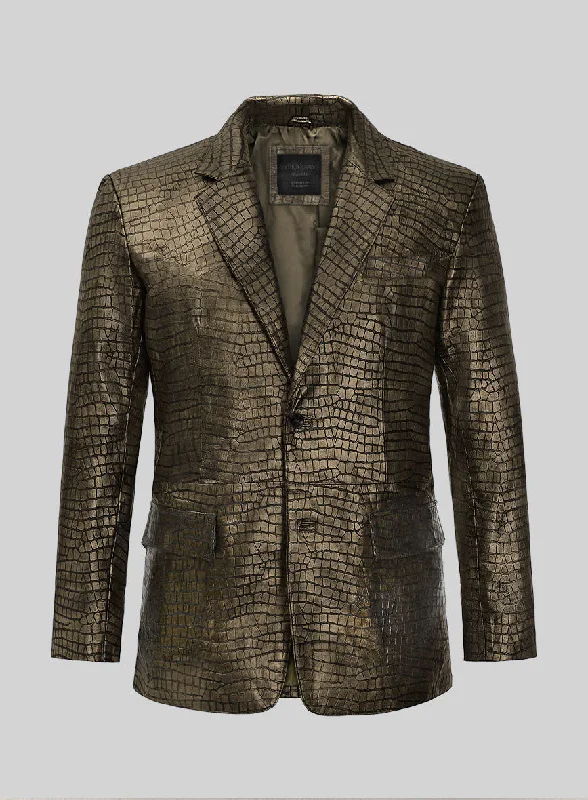 Comfortable Hoodies Croc Antique Gold Leather Blazer