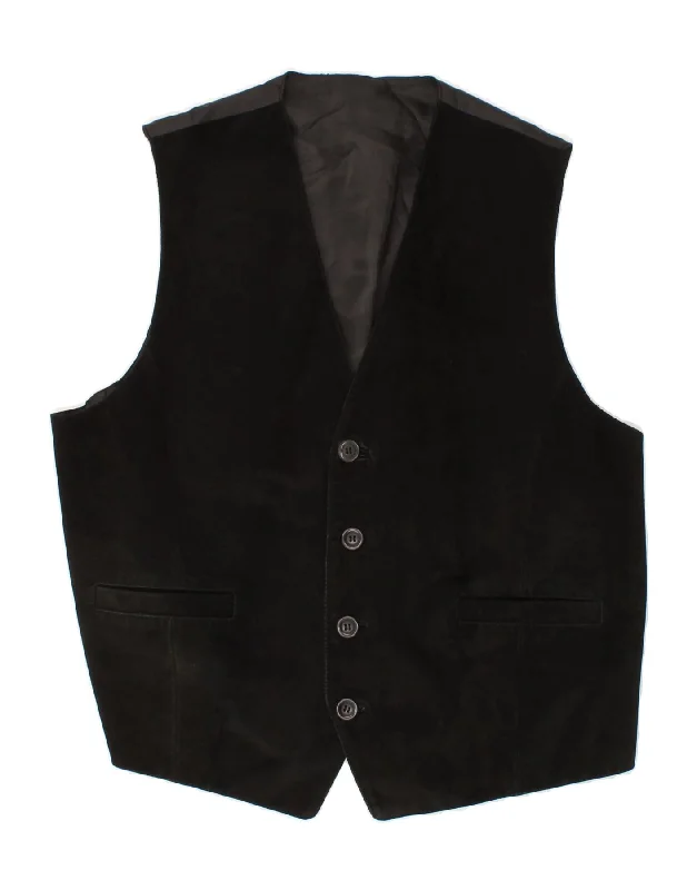 Casual Footwear VINTAGE Mens Suede Waistcoat Large Black Leather