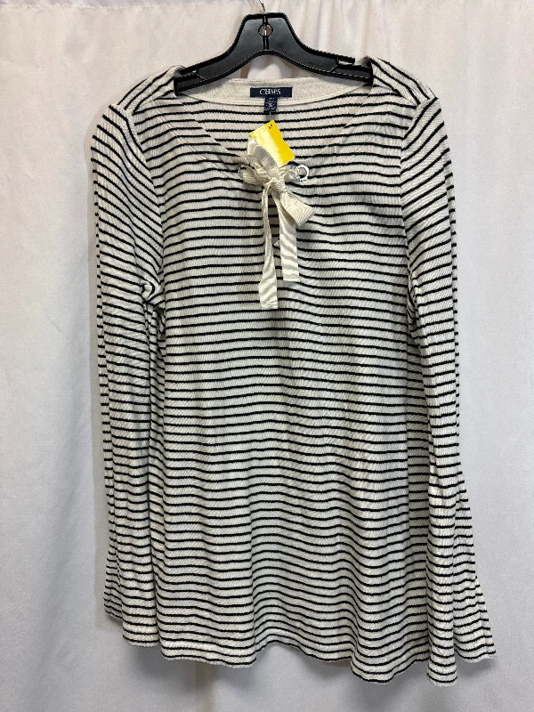 Relaxed T-shirts Top Long Sleeve By Chaps In Navy, Size: L