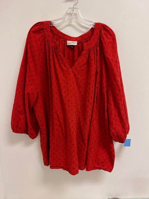 Trendy Suits Top Long Sleeve By Universal Thread In Red, Size: 3x