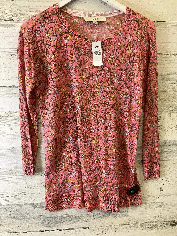 Trendy Shirts Top Long Sleeve By Loft In Pink, Size: S