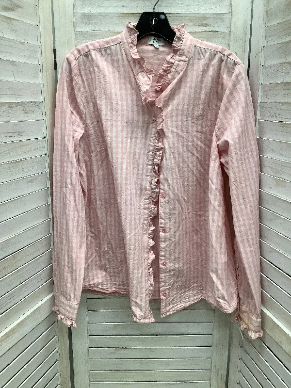 Stylish Suits Top Long Sleeve By Crown And Ivy In Striped Pattern, Size: Xl