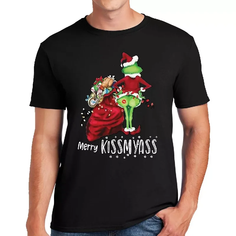 Stylish Suits Merry Kissmyass Christmas Long Sleeve T-Shirt Xmas Santa Mens