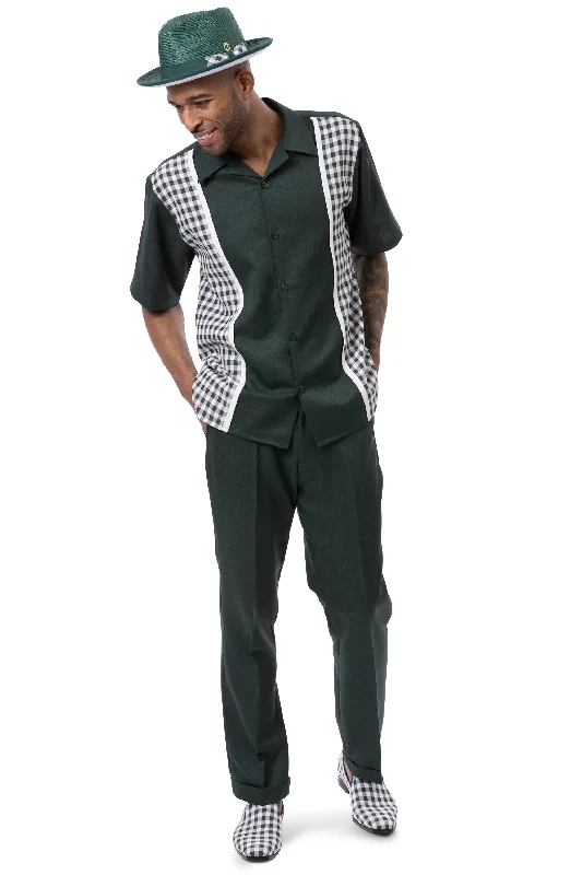 Classic Jackets Vintage Charm Collection: Montique's Checker Plaid Color Block Walking Suit Set In Emerald - 2421 Classic Jackets Vintage Charm Collection: Montique's Checker Plaid Color Block Walking Suit Set In Emerald - 2421