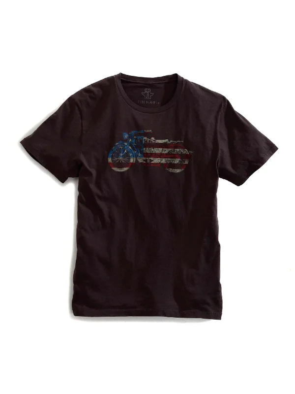 Modern Hoodies Tin Haul Unisex Black 100% Cotton Flag Motorcycle S/S T-Shirt