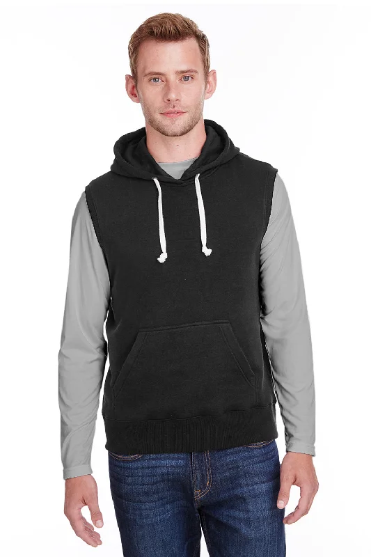 Warm Bottoms J America Mens Fleece Sleeveless Hooded Sweatshirt Hoodie w/ Pouch Pocket - Black Warm Bottoms J America Mens Fleece Sleeveless Hooded Sweatshirt Hoodie w/ Pouch Pocket - Black