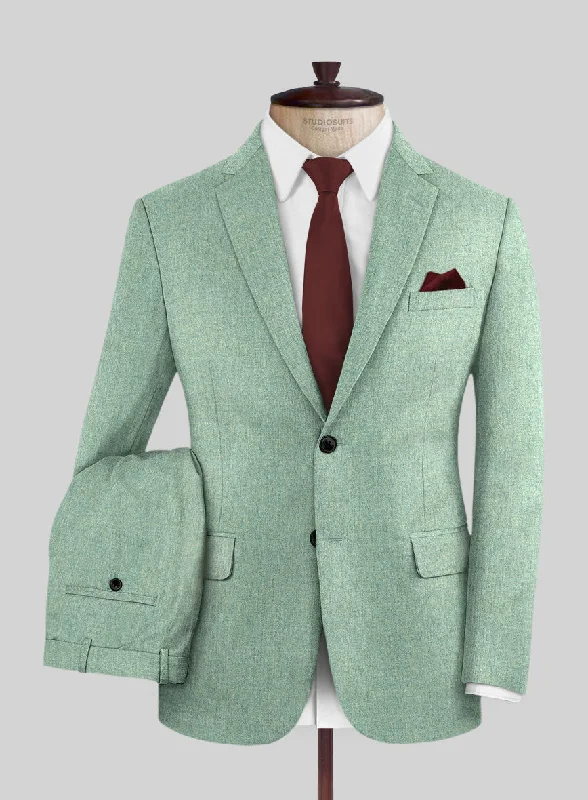 Casual Footwear Italian Squito Bettle Green Wool Suit