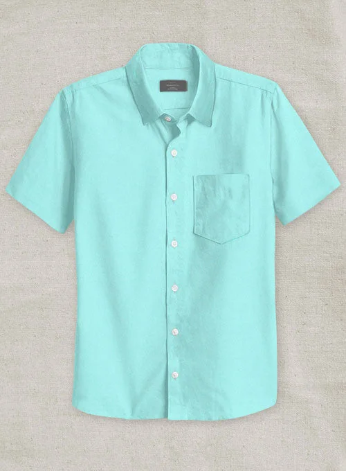Trendy Outerwear Aqua Blue Stretch Poplene Shirt