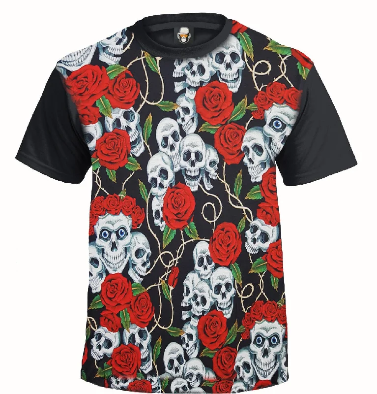 Casual Jackets SKULL & ROSES - BLACK SUBLIMATION T-SHIRT