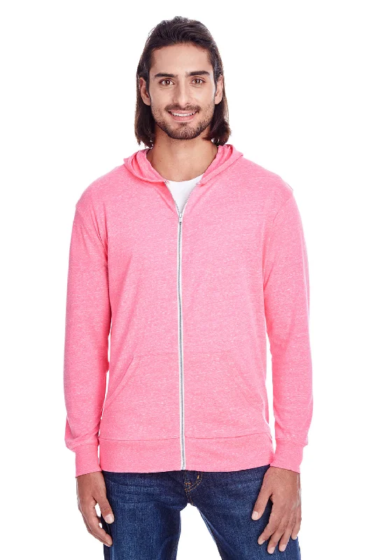 Trendy Outerwear Threadfast Apparel Mens Full Zip Hooded Sweatshirt Hoodie w/ Pockets - Neon Pink Trendy Outerwear Threadfast Apparel Mens Full Zip Hooded Sweatshirt Hoodie w/ Pockets - Neon Pink