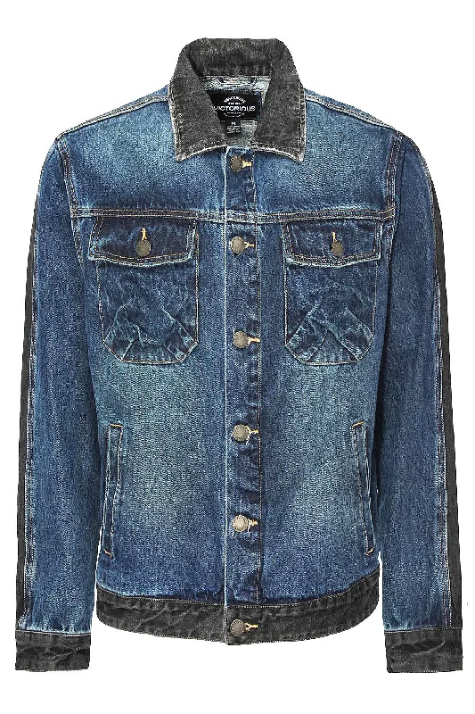 Relaxed Pants Two Tone Trucker Denim Jacket