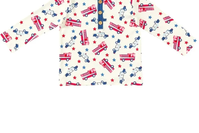 Relaxed Pants Boys Brave Brigade Shirt In White/multi