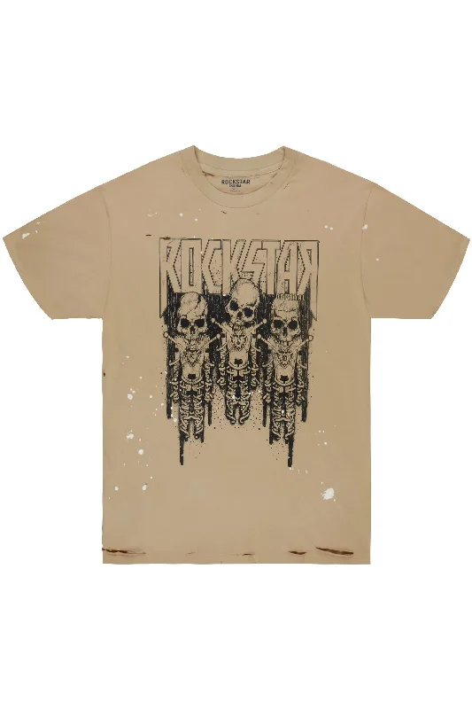 Urban Hoodies Sabbath Beige Oversized Graphic T-Shirt