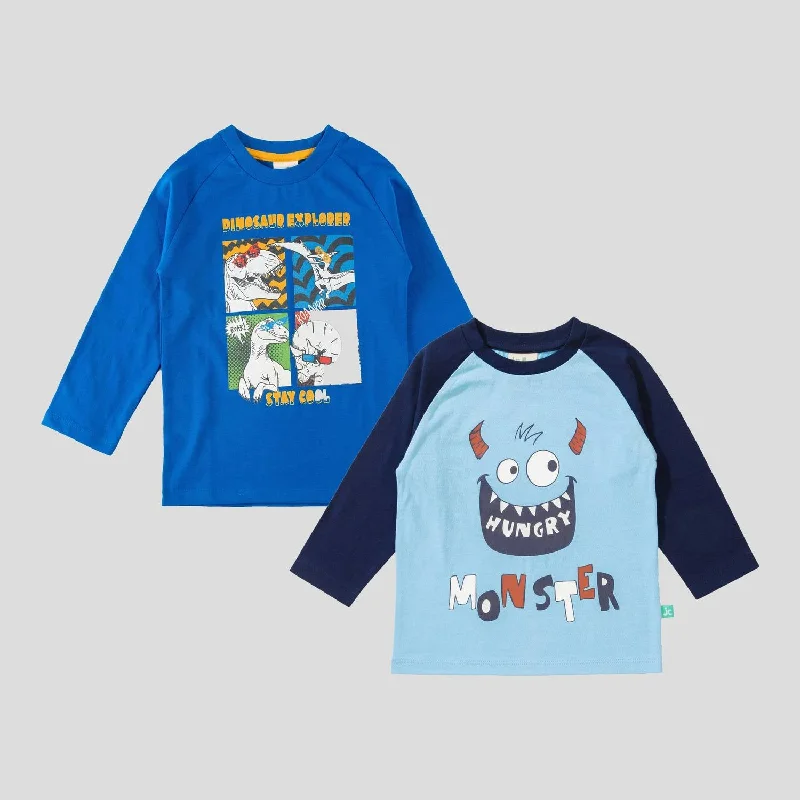 Relaxed Shirts Toddler's Raglan Full Sleeve T-Shirt Set In Blue
