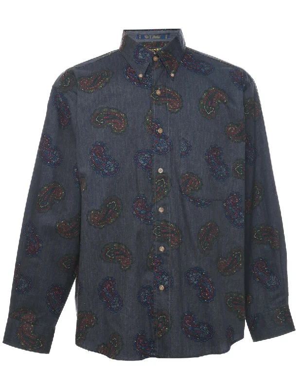 Trendy Outerwear 1990s Paisley Print Cotton Shirt - M